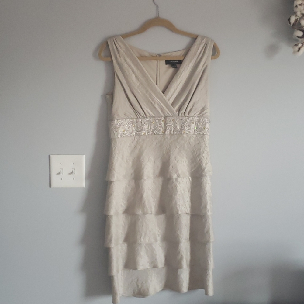 R&M Richard's champagne colored dress size 8